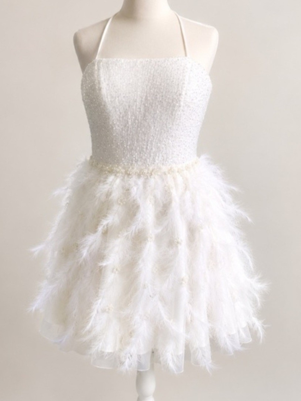 Terani Couture Ivory Sequin Feather Dress — Size 6 NWT